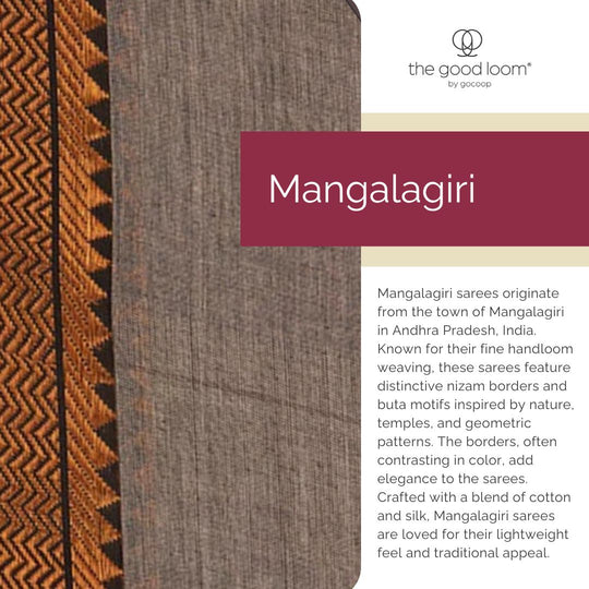 Light orange handwoven mangalagiri cotton saree