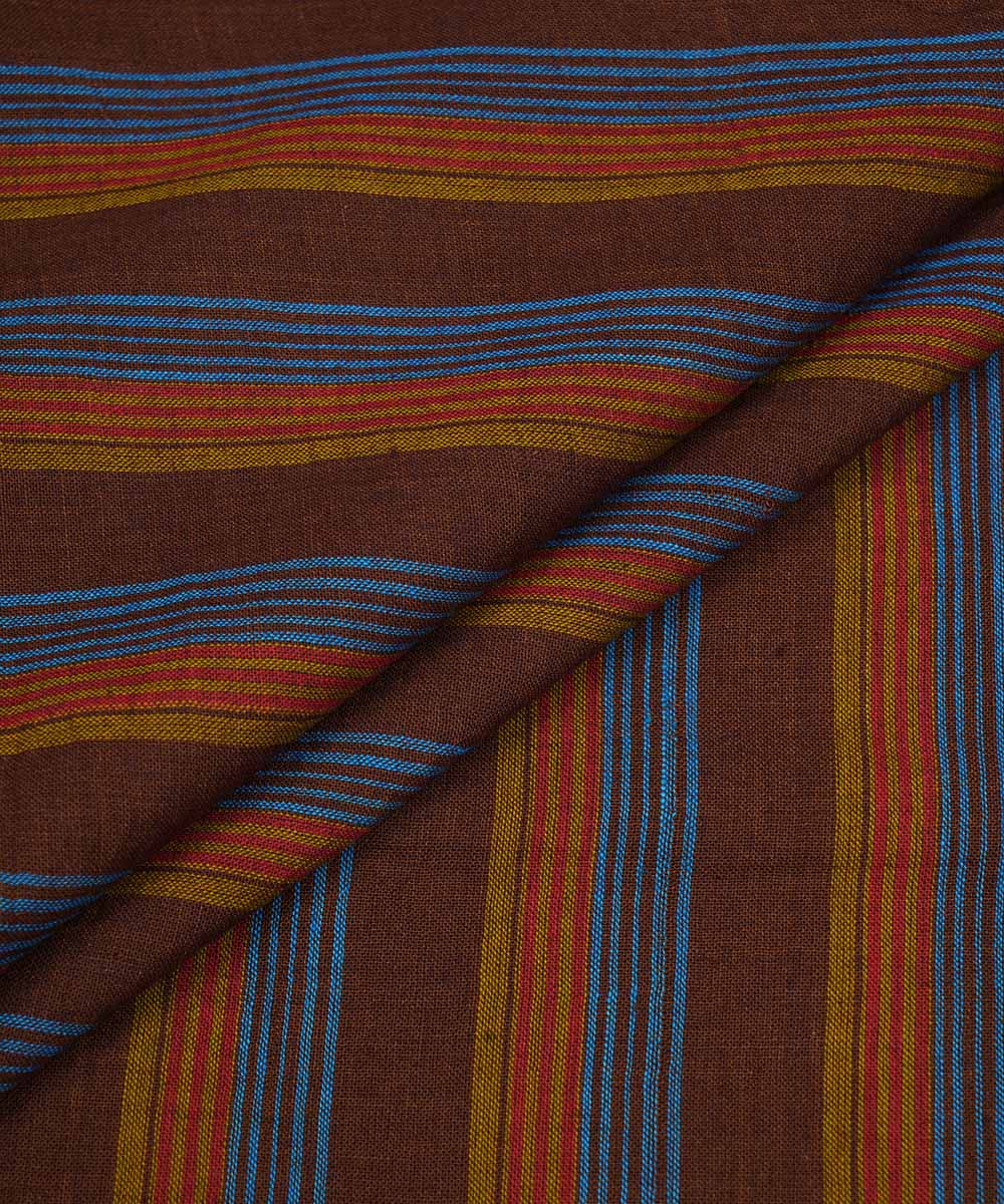 Multicolor stripe handwoven cotton fabric