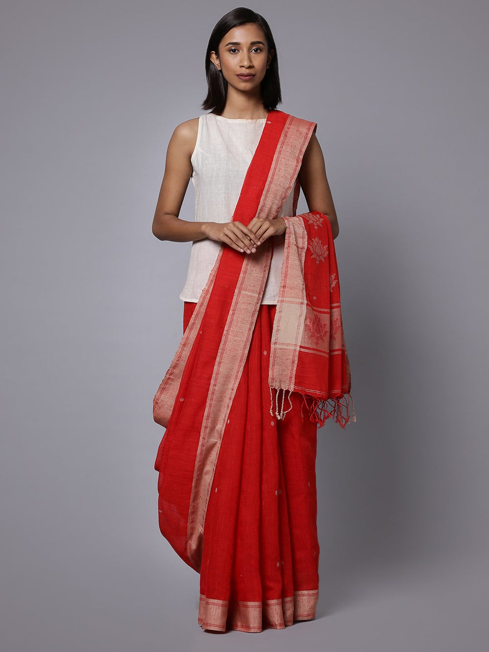 Red matka silk bengal handloom saree