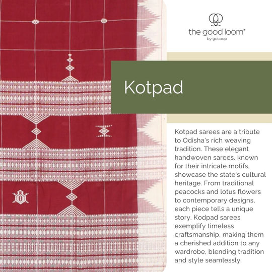 Cream with brown border handwoven cotton kotpad saree