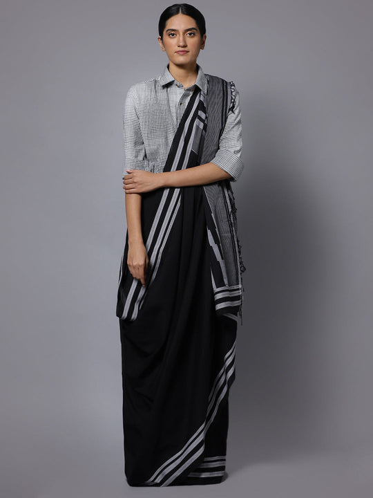 Ilkal black handloom cotton saree