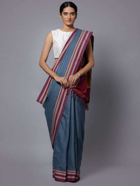 Ilkal grey handloom cotton saree