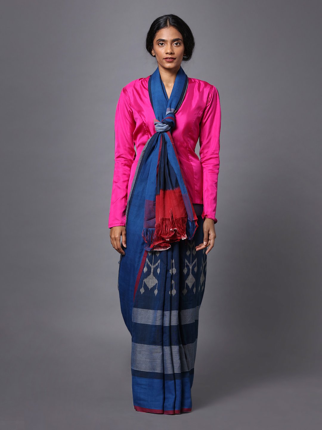 Blue ikat handloom cotton pochampally saree
