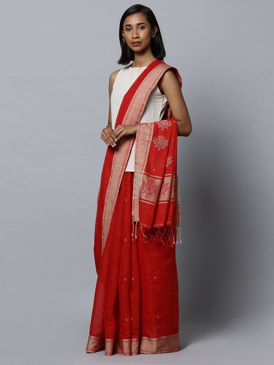 Red matka silk bengal handloom saree
