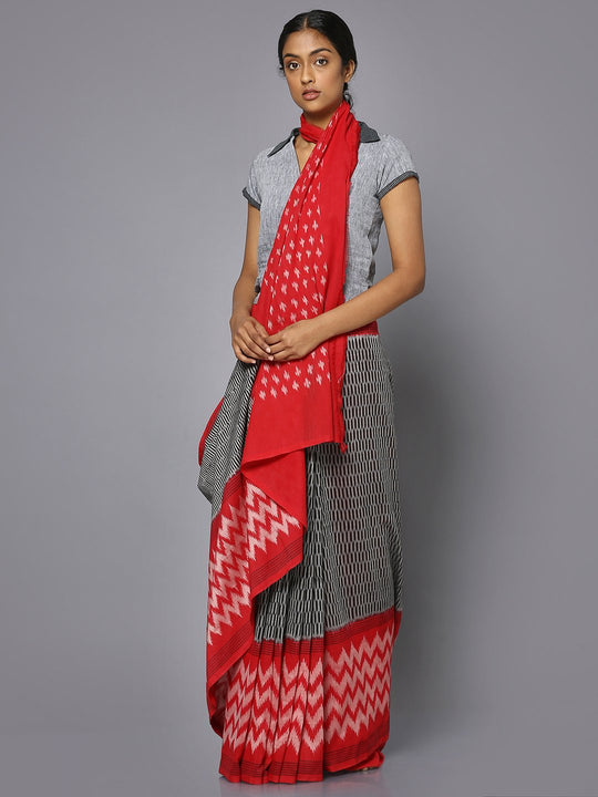 Multi motif ikat cotton saree
