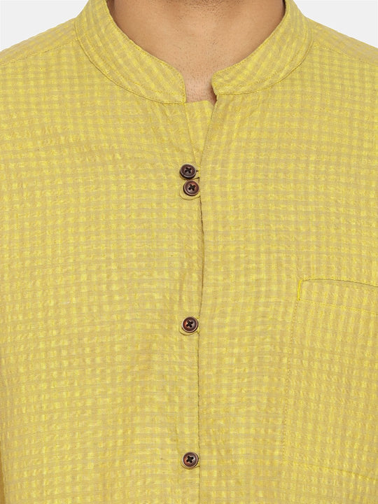 Textured lemon mandarin collar shirt