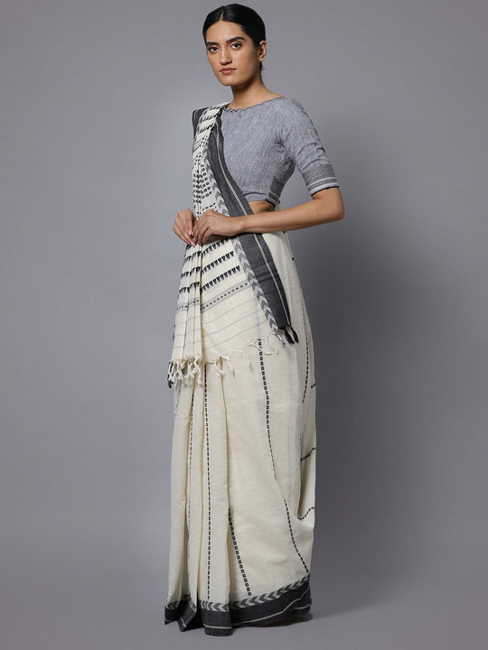 Off white cotton handloom saree