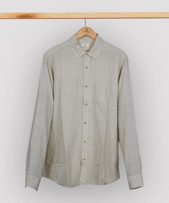 White dark blue checks regular collar cotton shirt