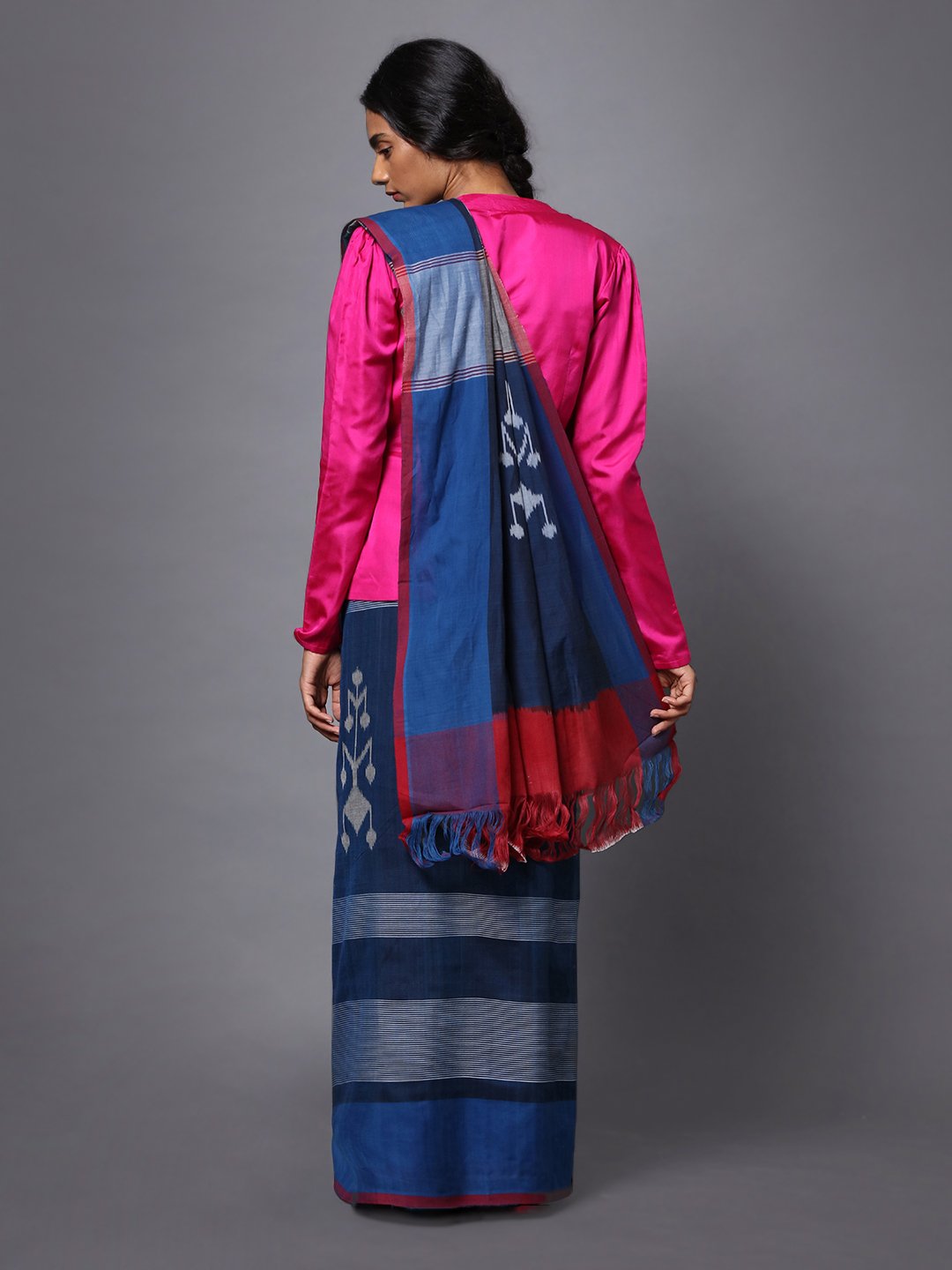 Blue ikat handloom cotton pochampally saree
