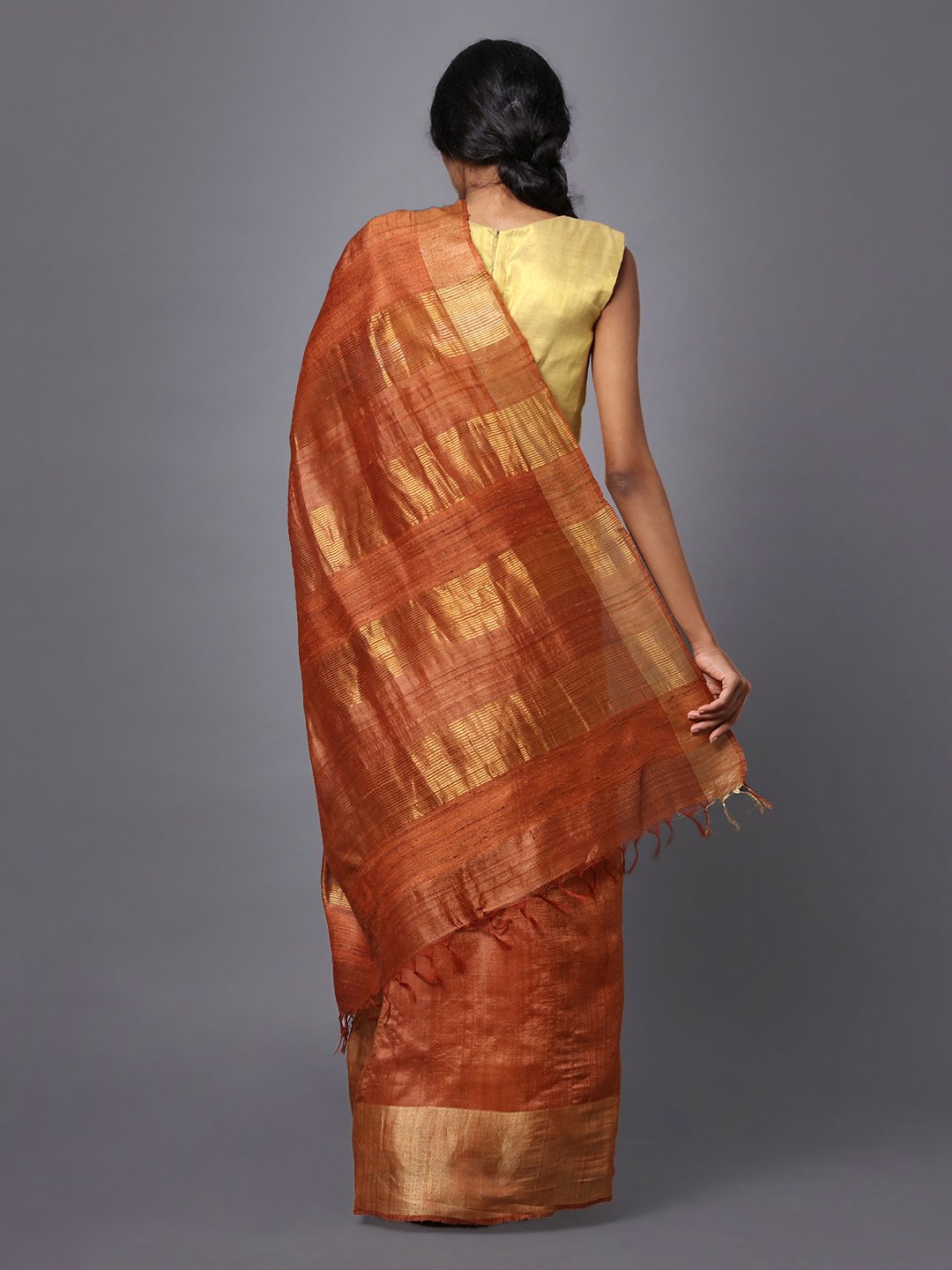 Bronze handloom tussar silk saree