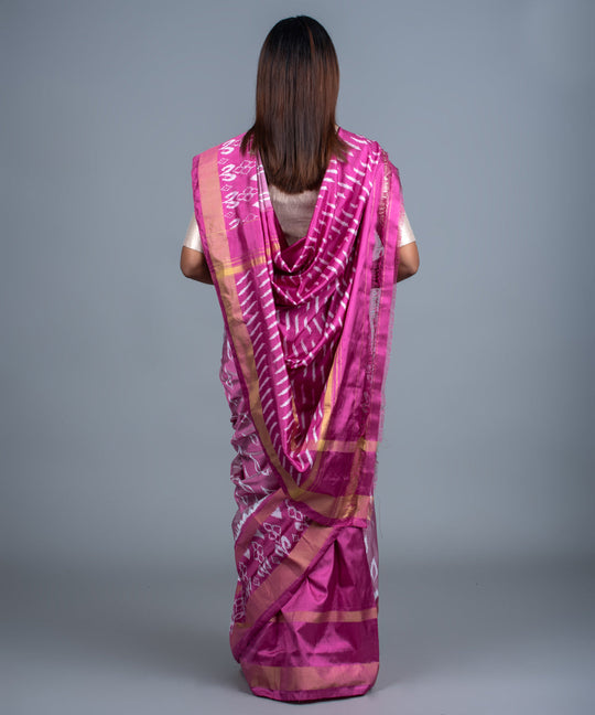 Pink handwoven pochampally ikat saree