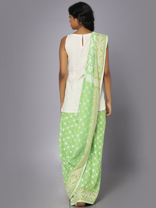 Green jamdani soft cotton saree