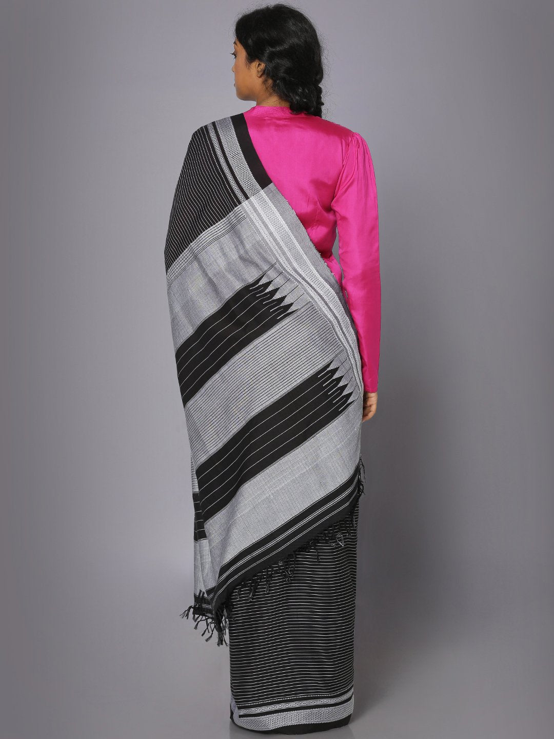 Black & white ilkal cotton saree