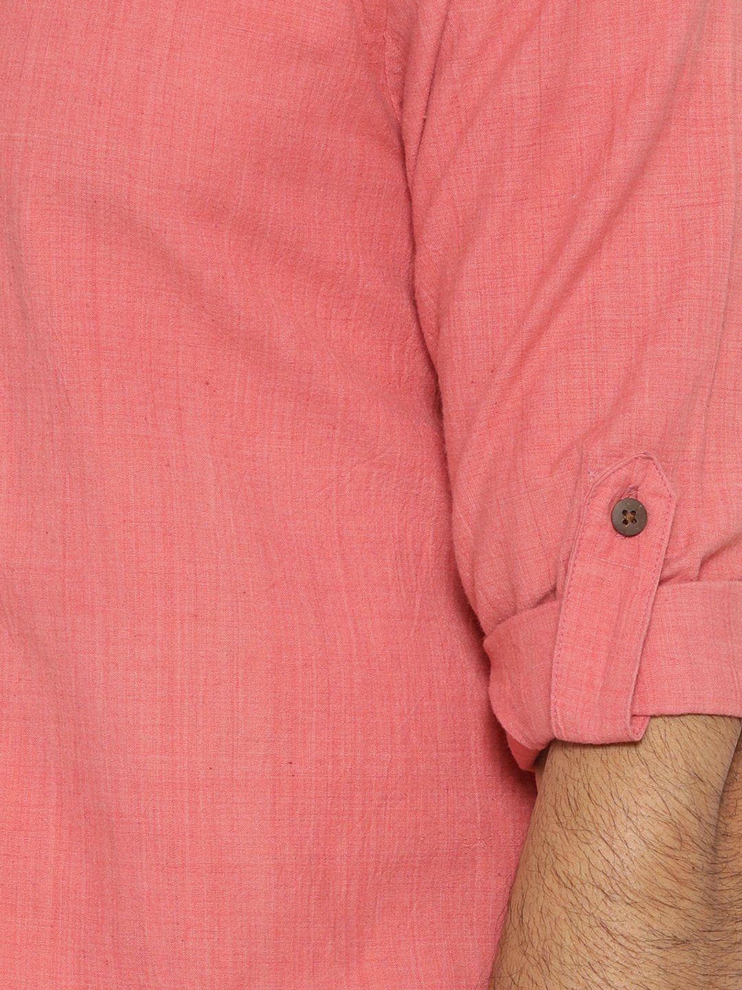 Flamingo pink mandarin collar shirt