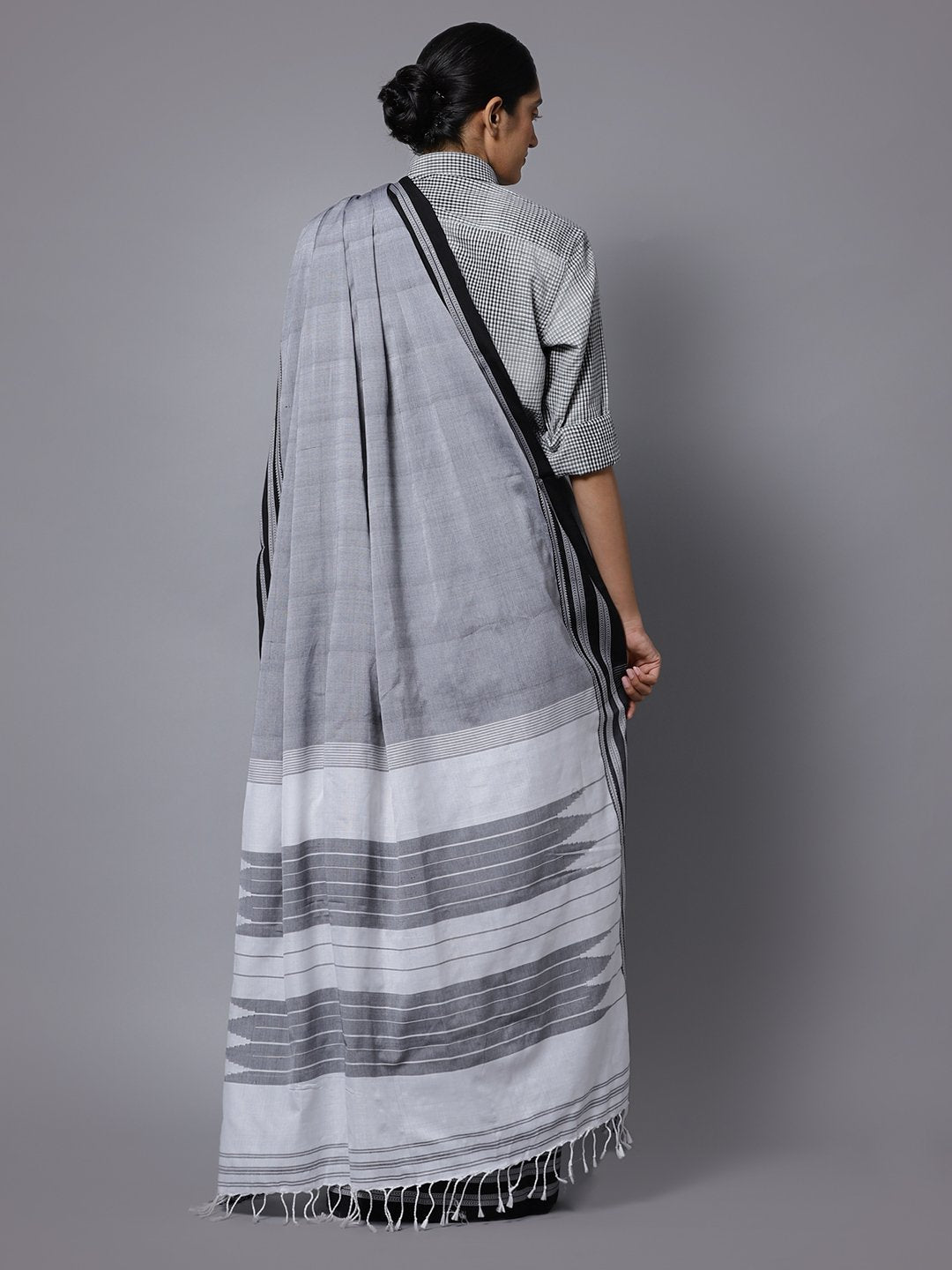 Grey ilkal handloom cotton saree