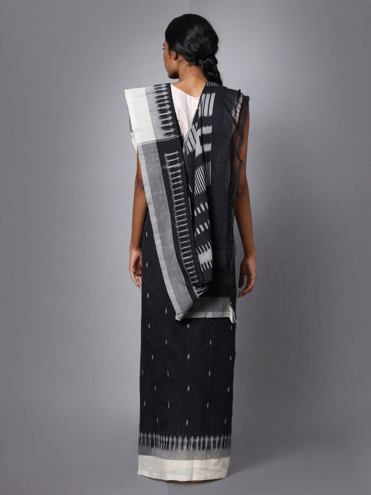 Pochampally ikat black handloom cotton saree