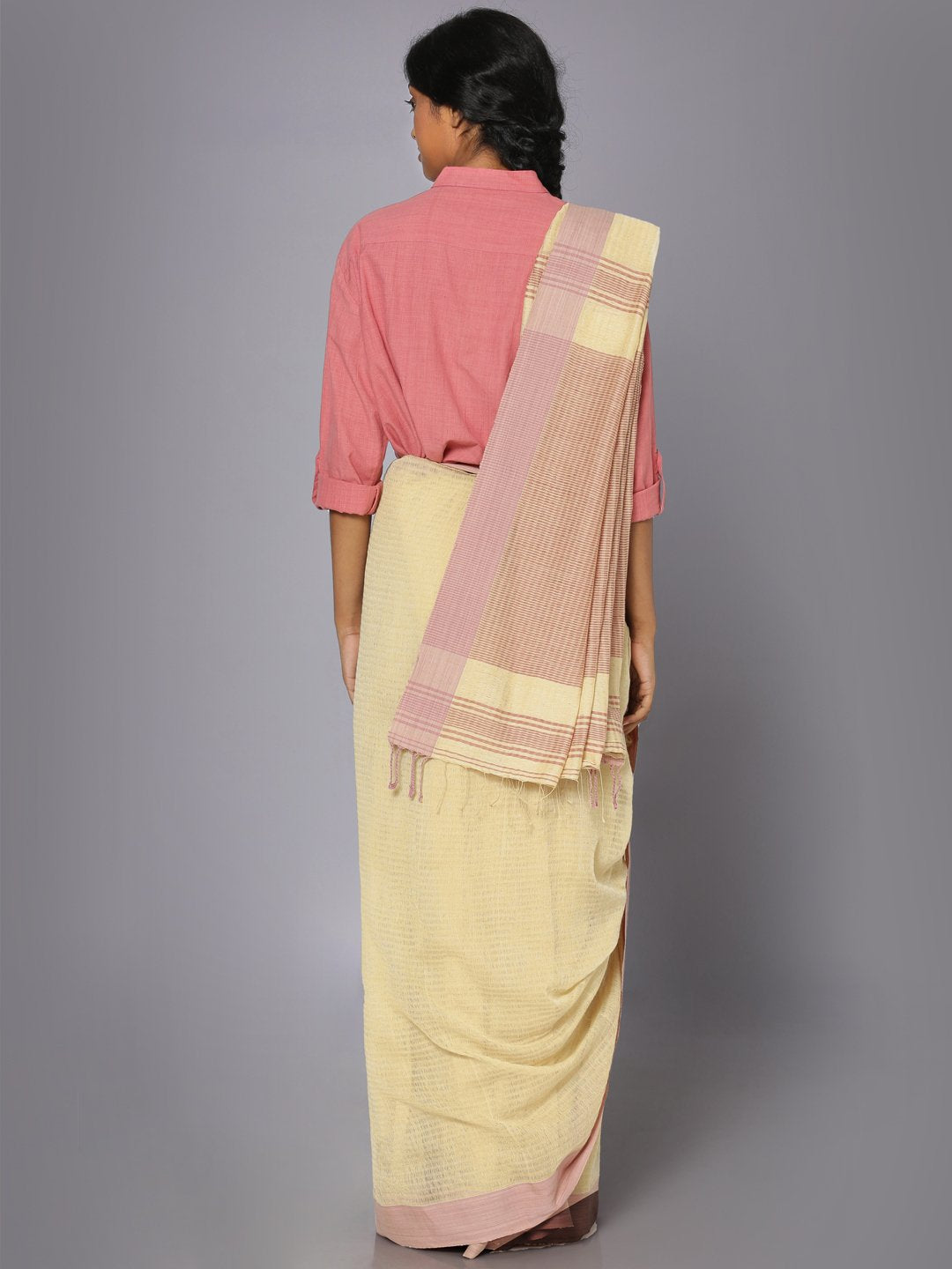 Earthy pink soft cotton saree