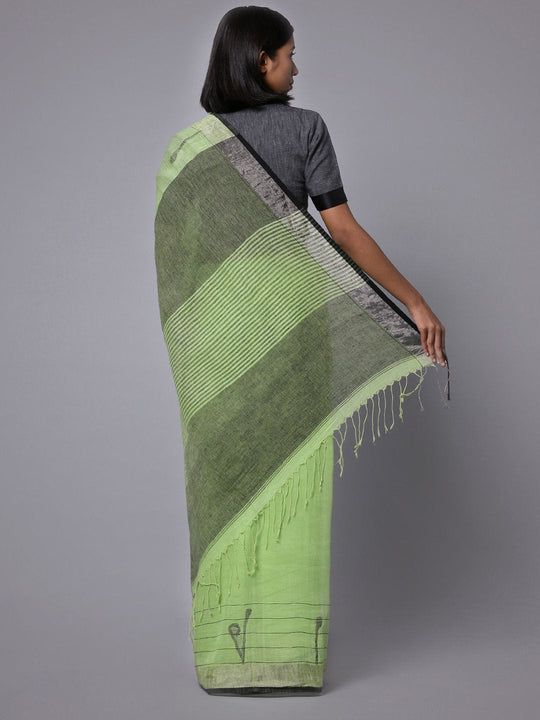 Light green linen handloom saree