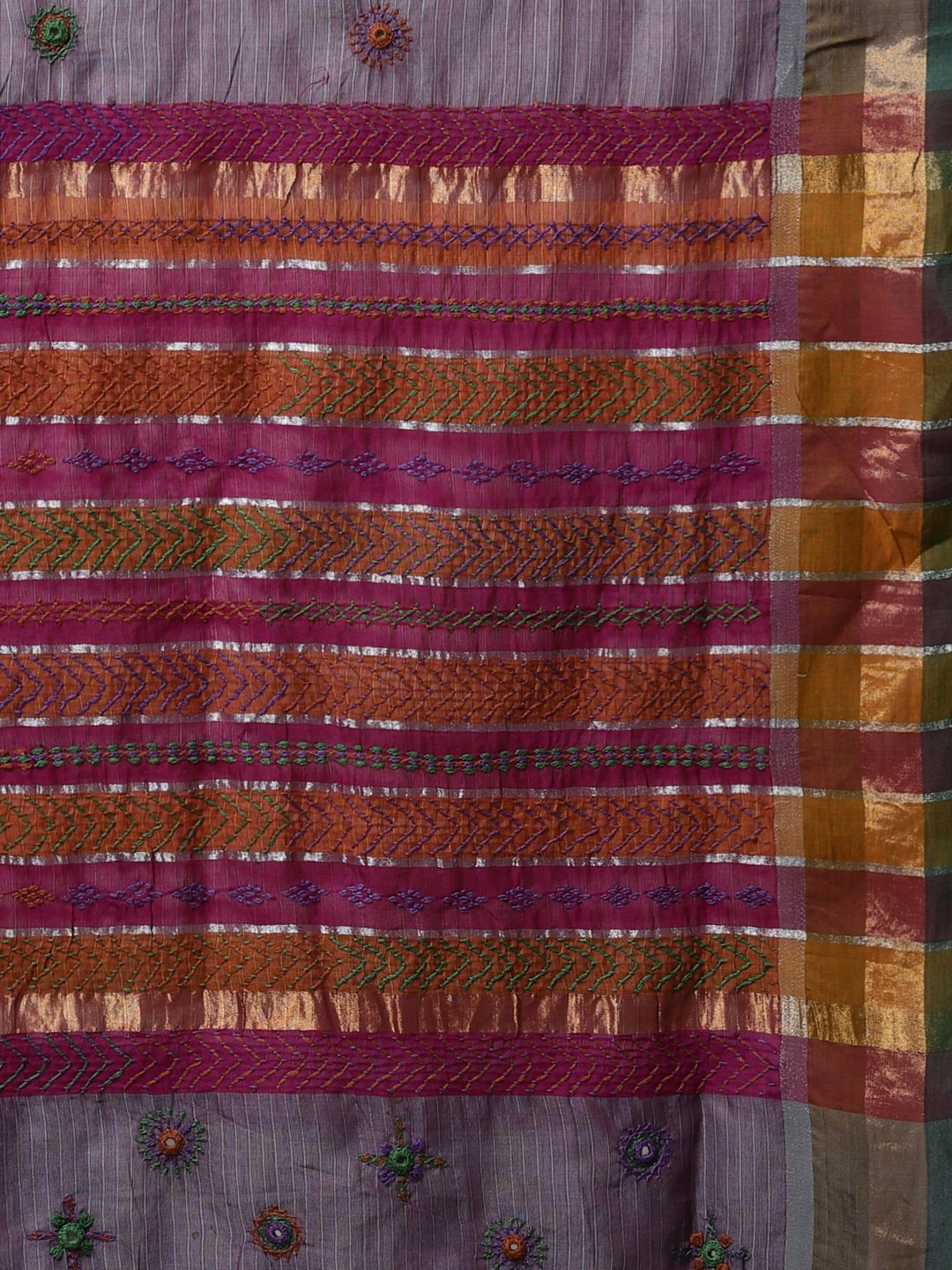 Lavender hand embroidery cotton saree