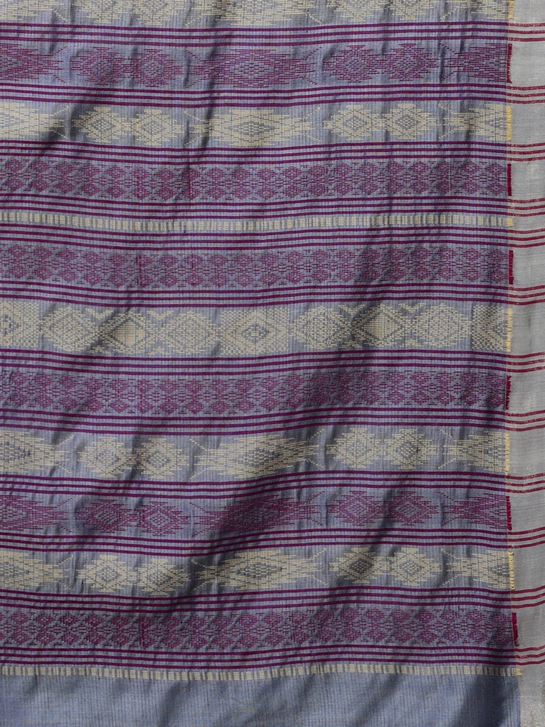 Blue grey bengal handloom cotton silk saree
