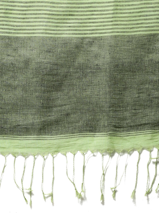Light green linen handloom saree