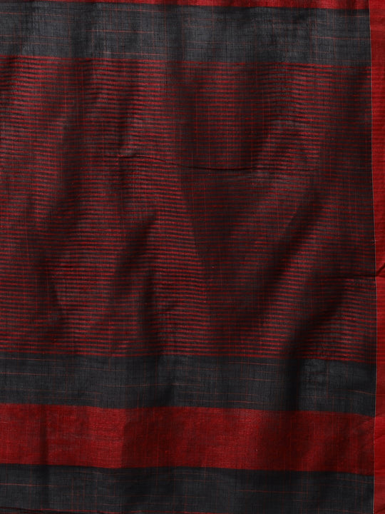 Black red bengal soft cotton handloom saree