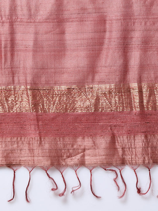 Light mauve handloom tussar silk saree