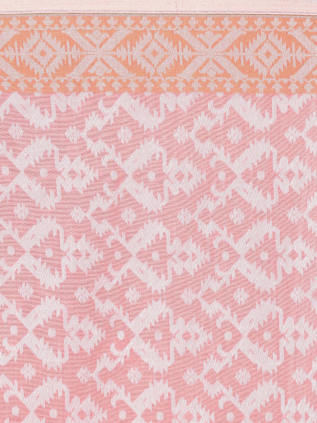 Pink jamdani soft cotton saree