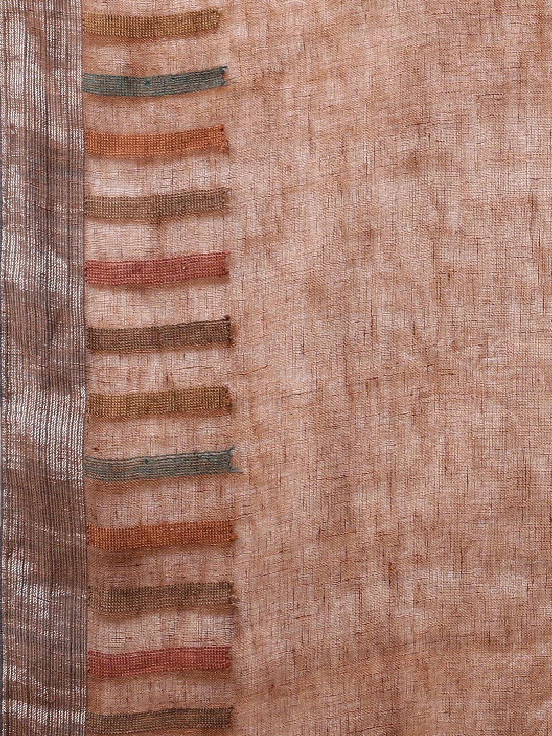 Brown jamdani linen bengal handloom saree