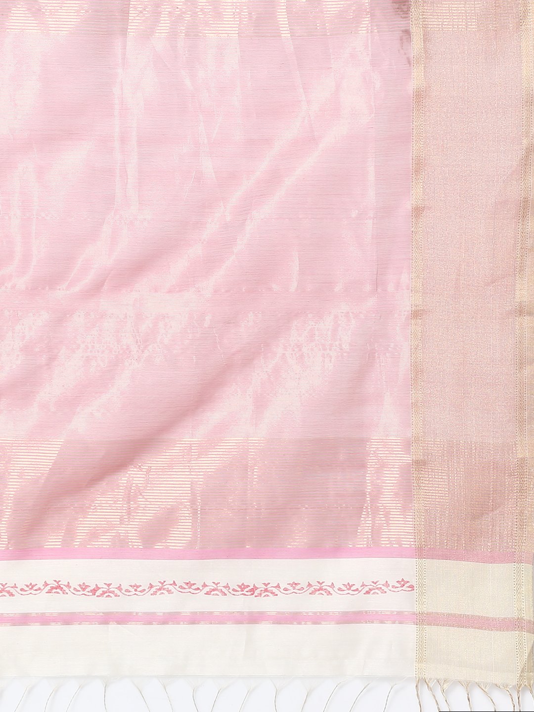 White & pink silk cotton printed maheswari saree