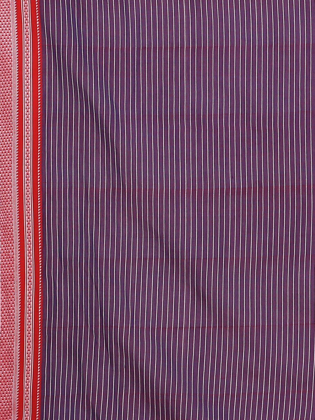 White striped blue ilkal cotton saree