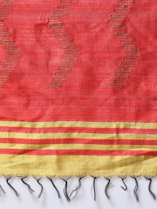 Golden handloom tussar silk saree