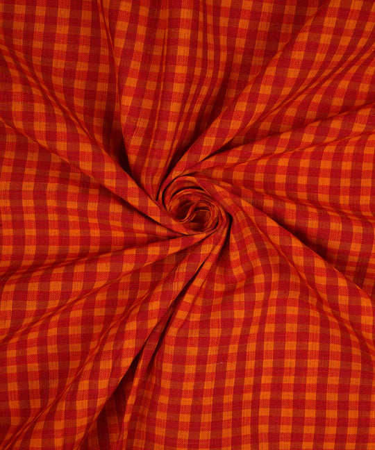 Multicolor handwoven checks cotton mangalgiri fabric