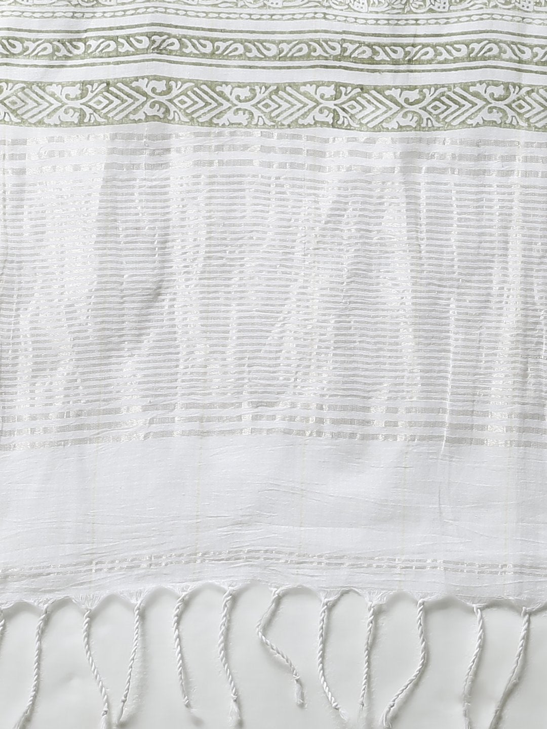 White cotton handblock print saree