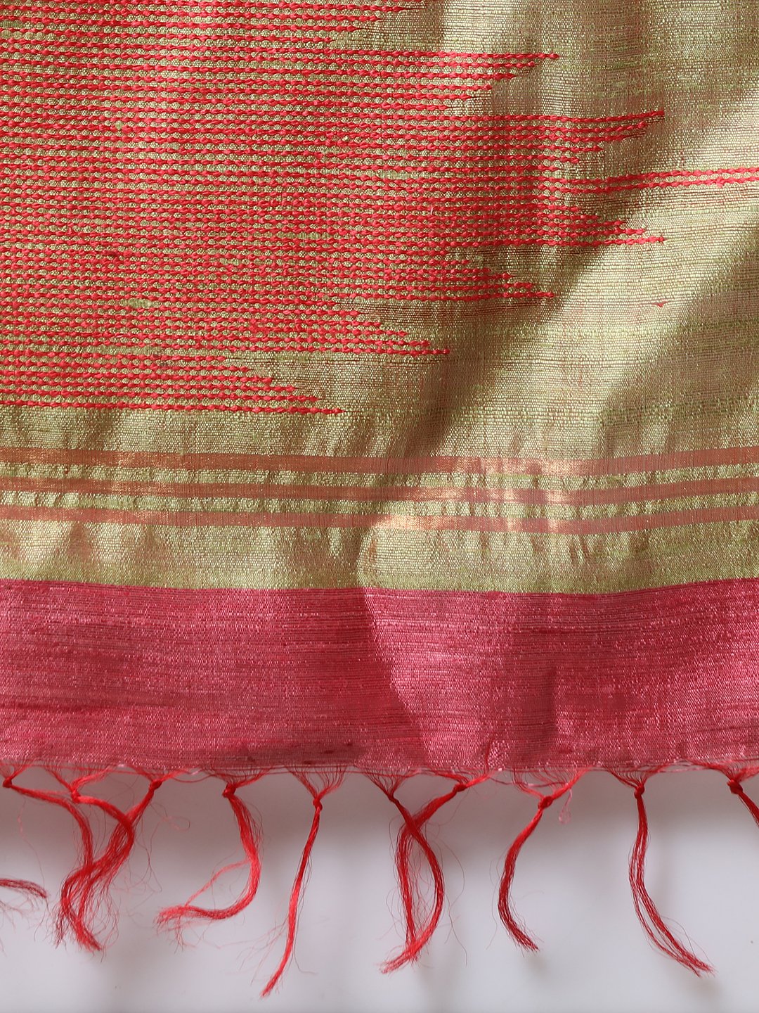 Pink and beige handloom tussar silk saree