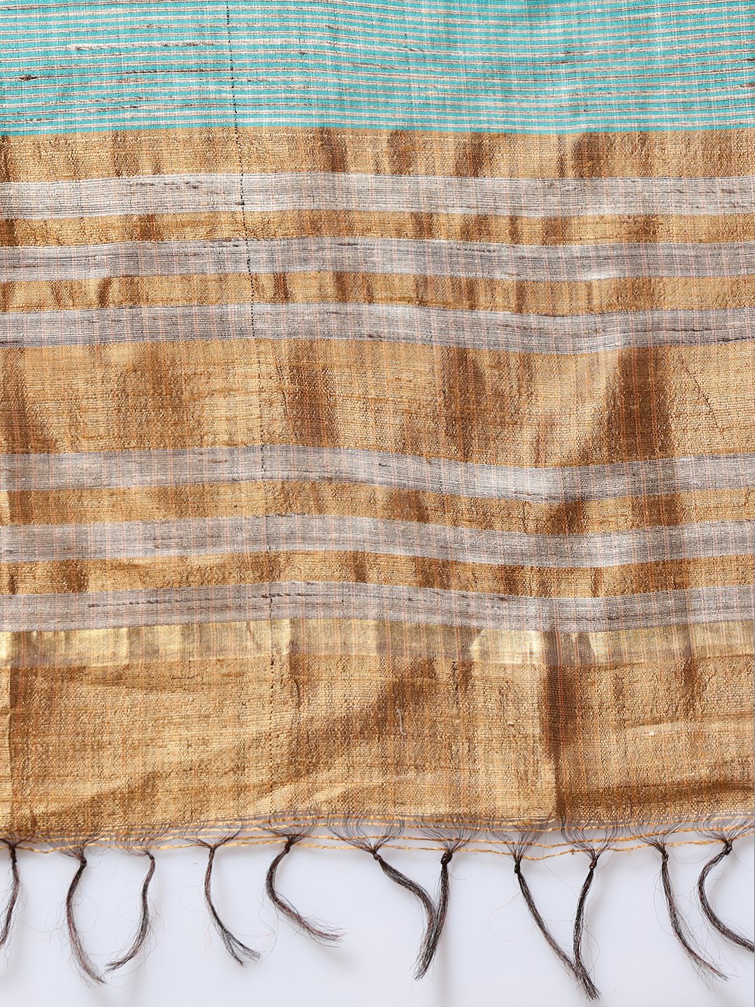 Golden brown handloom tussar silk saree