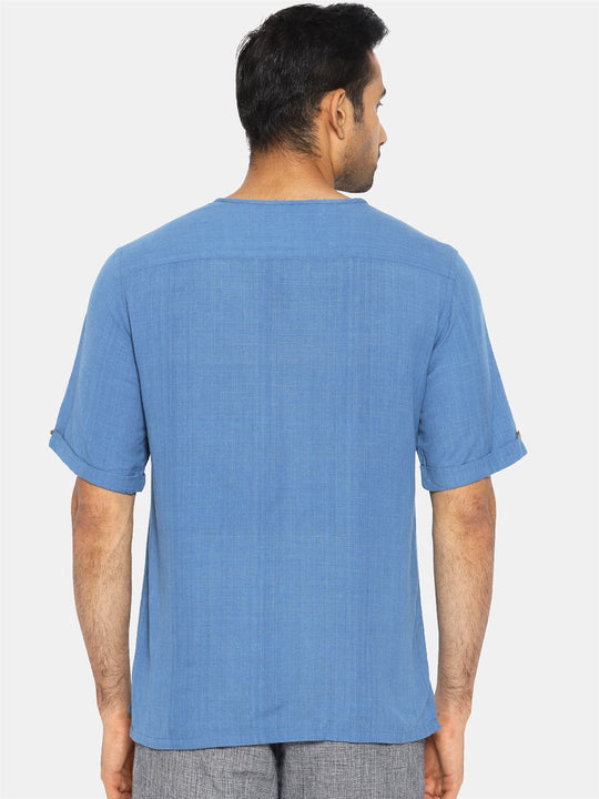 Cobalt blue round collar shirt