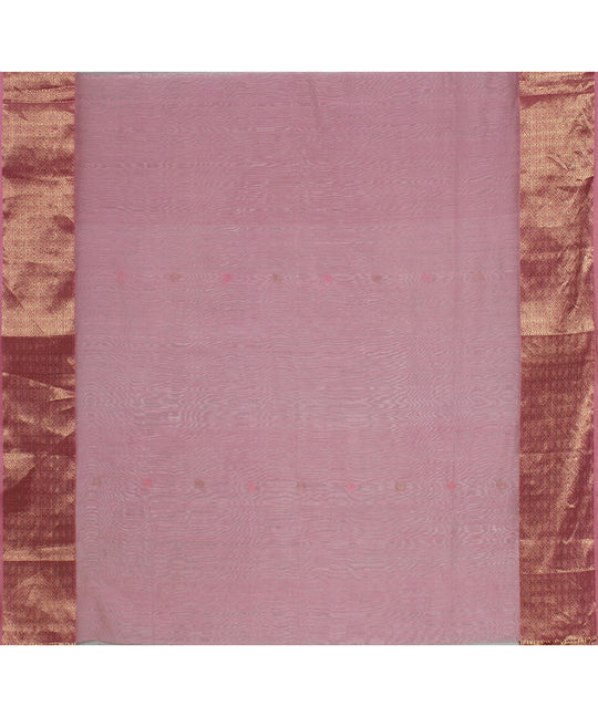 White pink handwoven maheshwari cotton silk saree