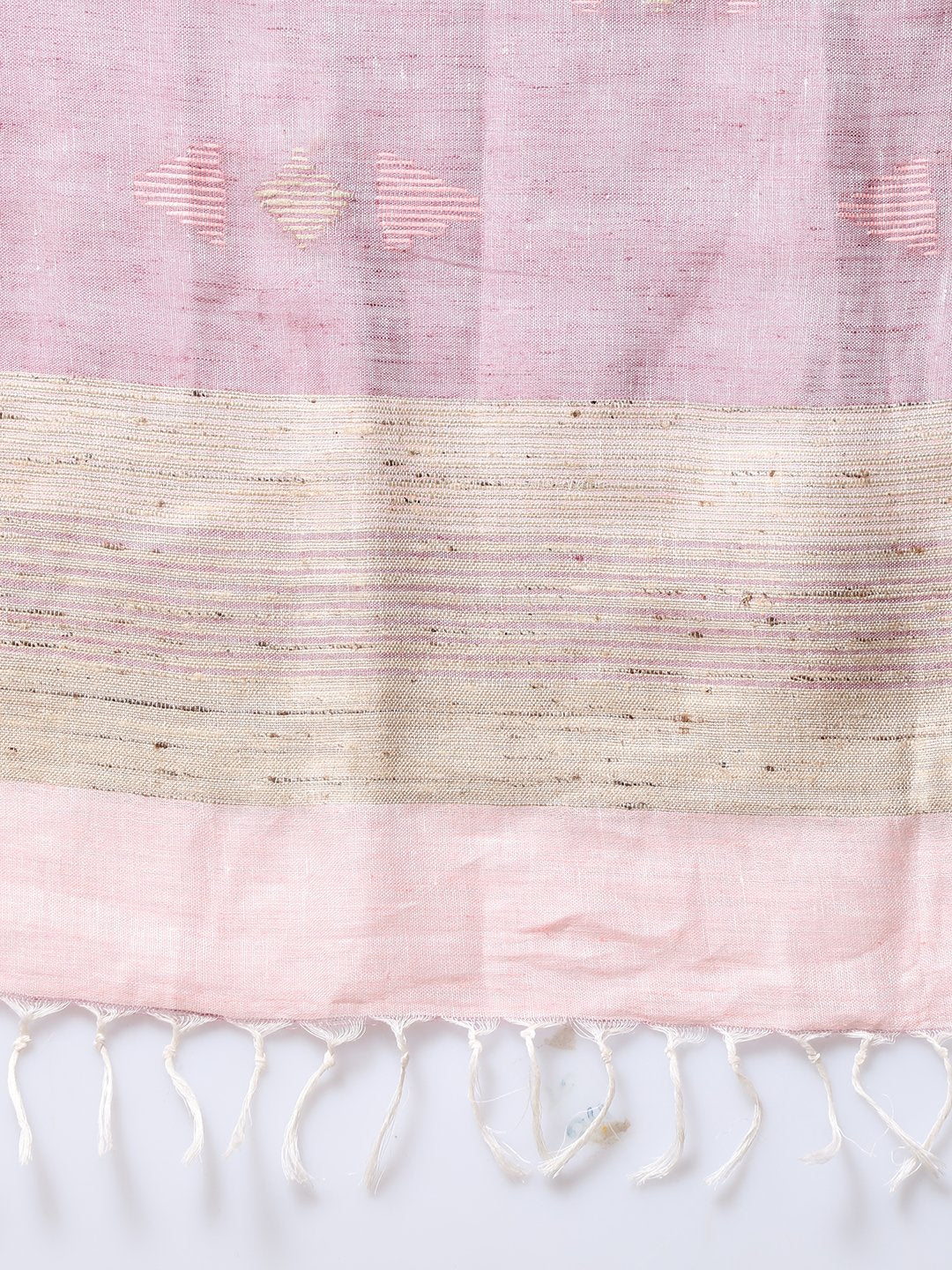 Light peach handloom linen saree