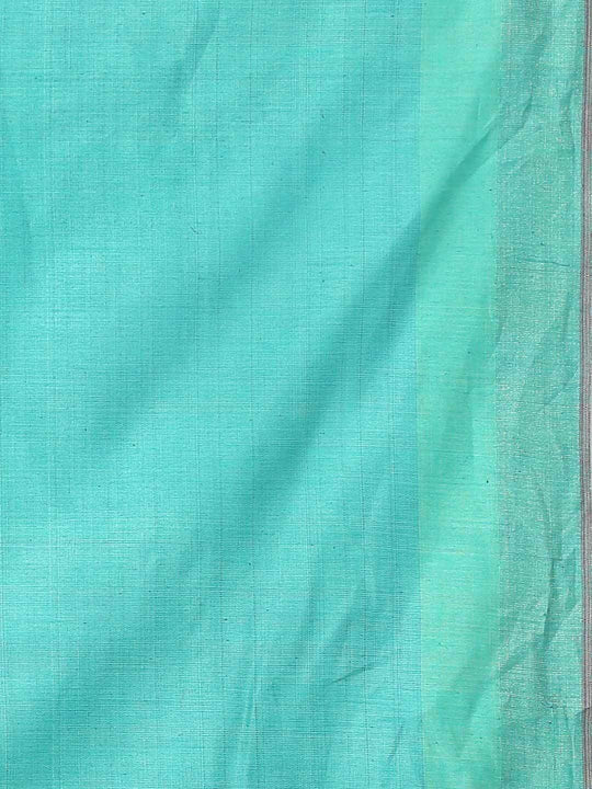 Aqua blue tussar silk saree