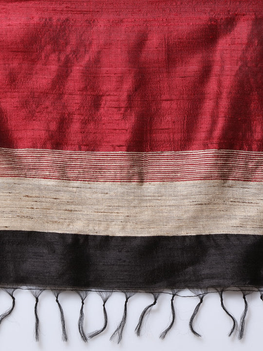 Black handloom tussar silk saree
