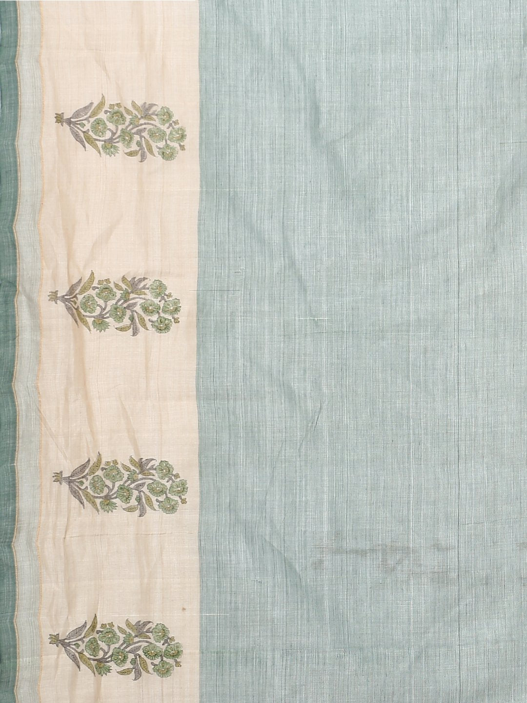 Light blue cotton block print saree