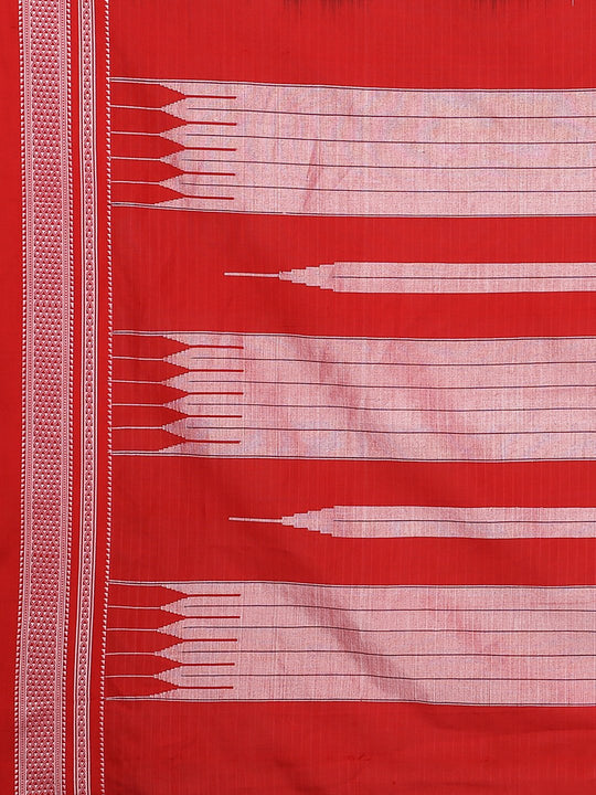 White striped blue ilkal cotton saree