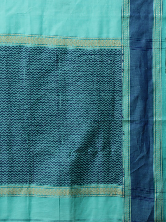 Sea green jamdani handloom cotton saree