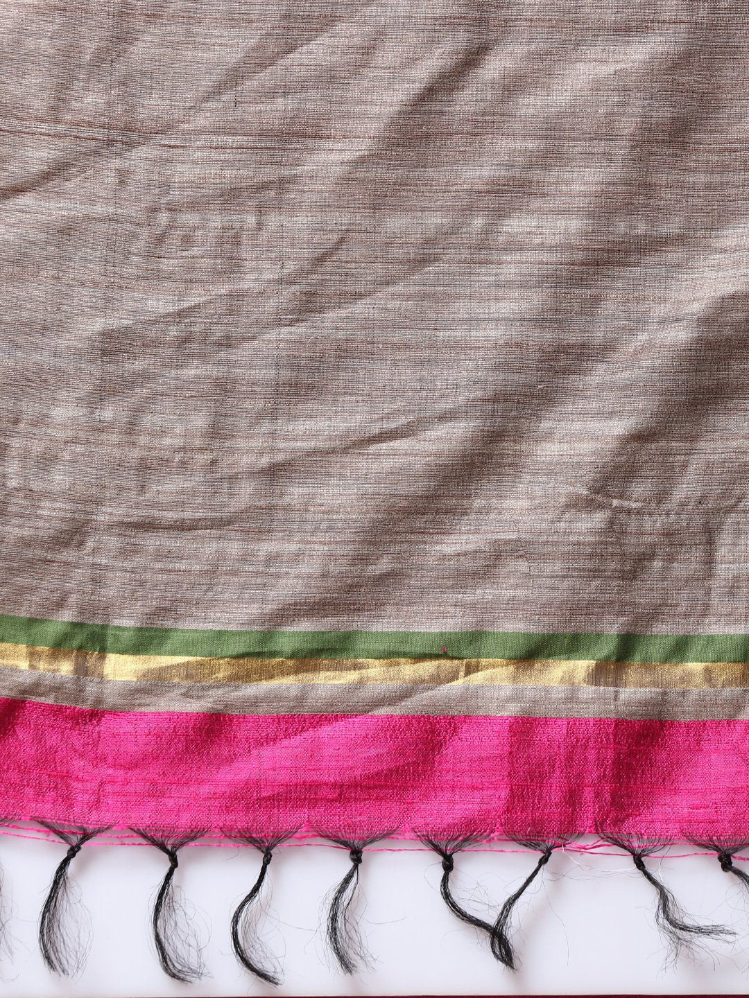 Magenta pink handloom tussar silk saree