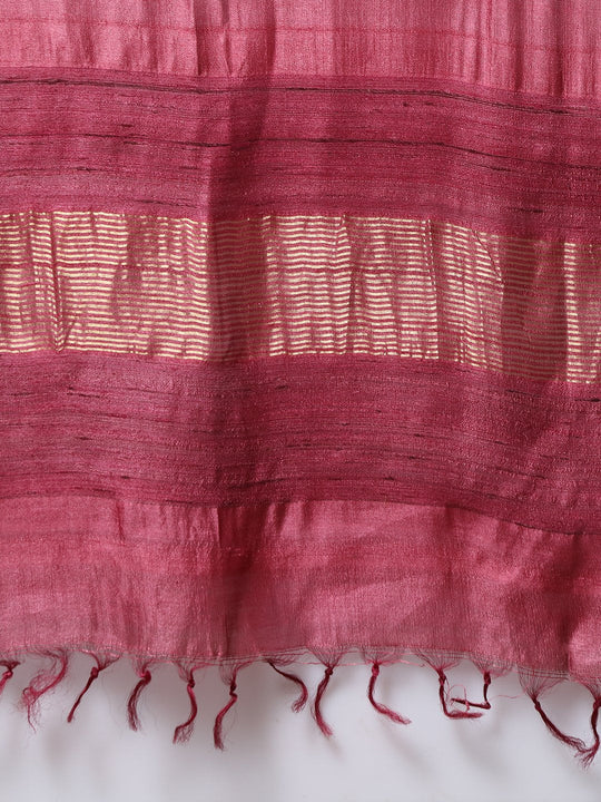 Mauve pink handloom tussar silk saree