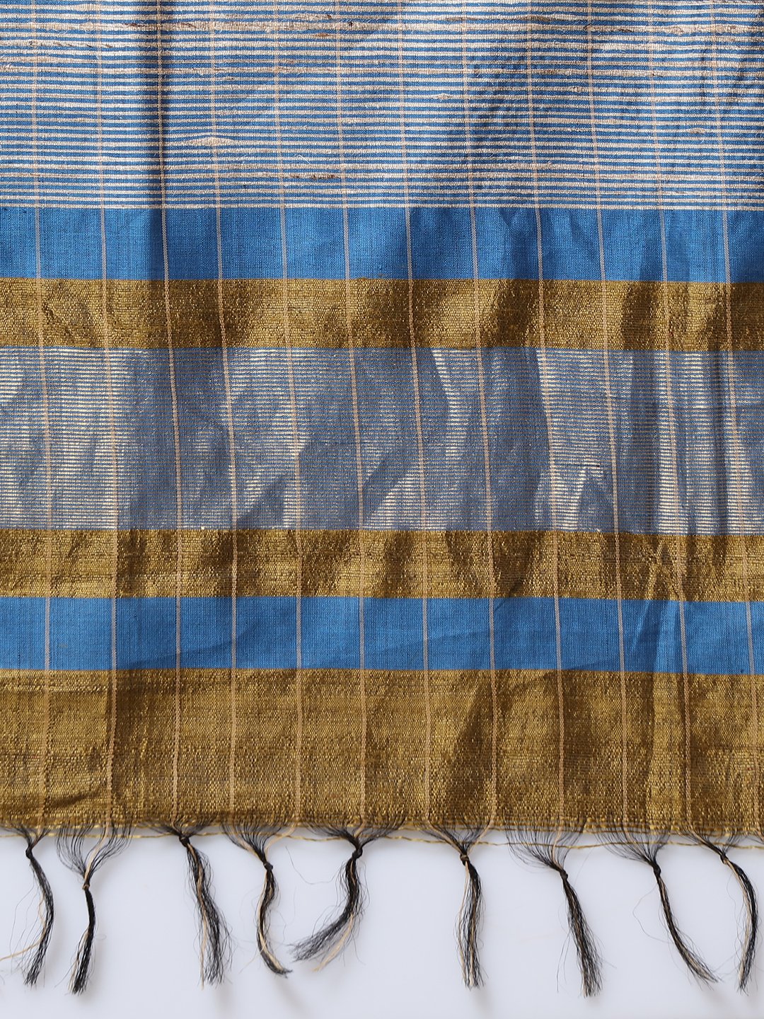 Handloom golden brown tussar silk saree