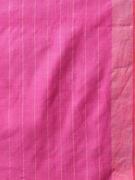Rose pink handloom tussar silk saree