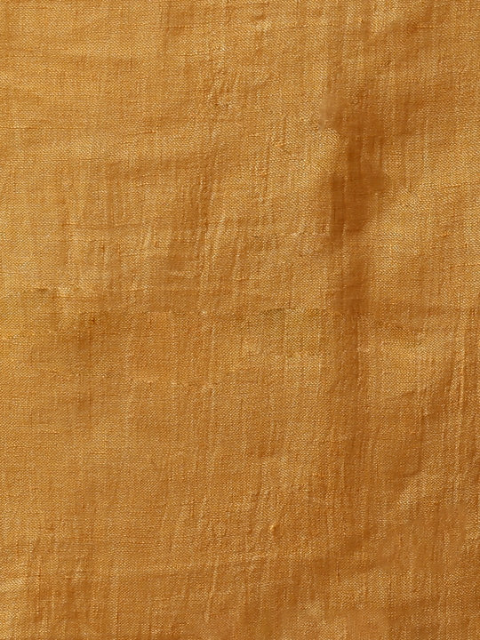 Yellow orange jamdani linen handloom saree