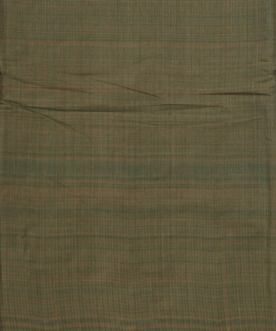 0.4m Green and beige checks handloom cotton fabric
